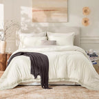 Andency Oversized King Size Comforter Set Ivory 128x120, 3 Pieces Boho Soft - Image 2