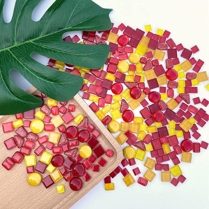 LITMIND Assorted Orange Red Irregular Crystal Mosaic Tiles, 9oz Value Pack - Image 3
