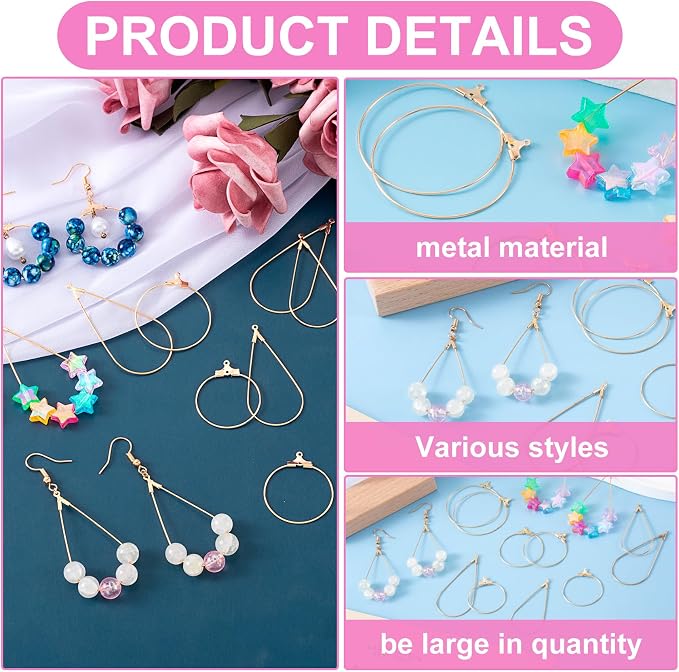 Pndeyo 700pcs Hypoallergenic Hoop Earrings Making Kit, Mix Size Earring Beading - Image 3