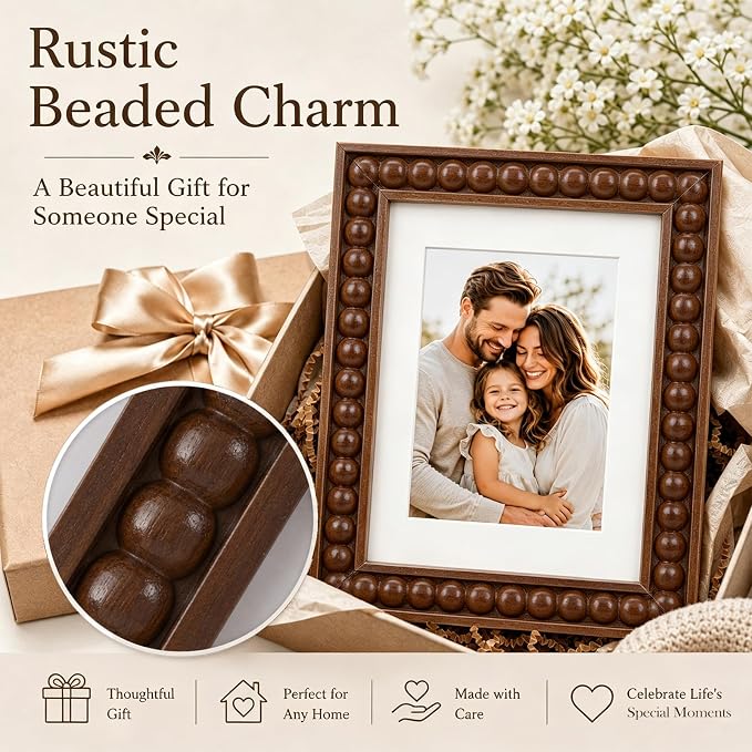 Solid Wood 8.5x11 Picture Frame Beaded Frame - Image 8
