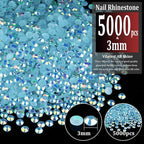 5000pcs 3mm Resin Rhinestones Bulk, Lake Blue AB Flatback Round Jelly - Image 2