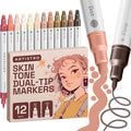 ARTISTRO 12 Skin Tones Dual-Tip Acrylic Paint Markers – Paint Pens Set by ARTISTRO