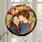 Personalized Couples Photo Faux Stained Glass Sun Catcher, Photo Cuople - Image 2