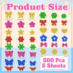 500Pcs Foam Stickers Glitter Colorful Flower Butterfly Bow Shapes Stickers - Image 2