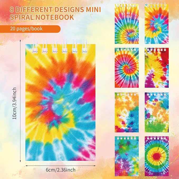 Nezyo 24 Pcs 2.3x3.9'' Mini Tie Dye Notebooks, Little Spiral Pocket Journal - Image 2