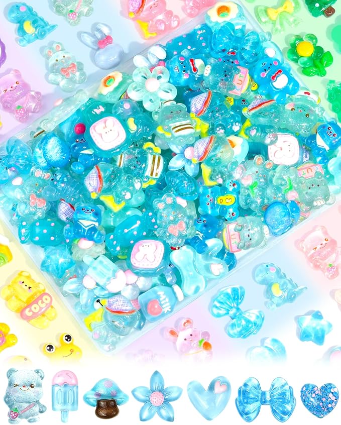 FIVEIZERO 100PCS Cute Slime Charms, Kawaii Flatback Resin Charms | 50+ Unique by FIVEIZERO