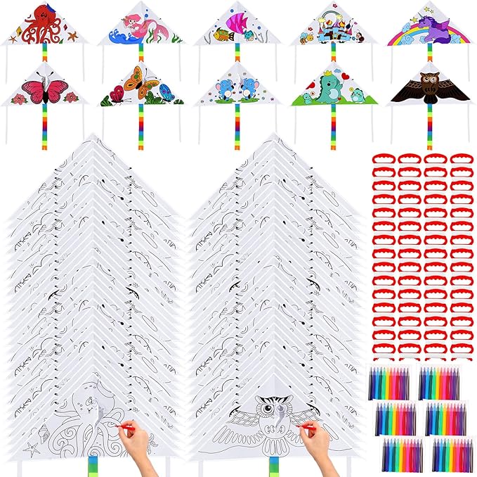 Libima 30 Pack Large Kites for Kids and Adults Bulk 39.4 Inch DIY Making Kit by Libima