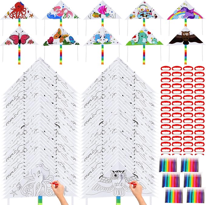 Libima 60 Pack Large Kites for Kids and Adults Bulk 39.4 Inch DIY Making Kit by Libima