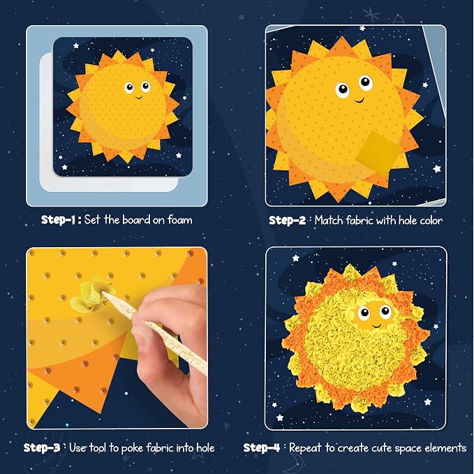 jackinthebox Poke Poke Art for Kids – Space Theme, Flower Pressing Kits - Image 5