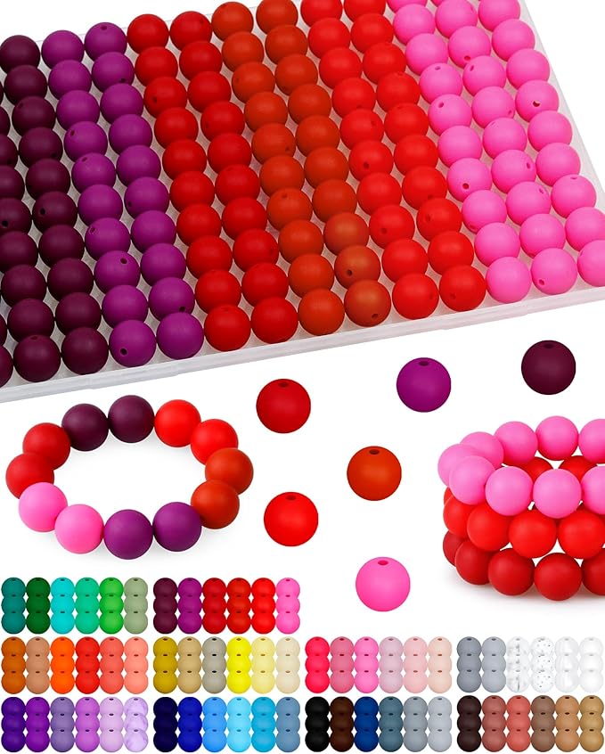 FIVEIZERO 160PCS 15mm Round Silicone Beads, Wear-resistant, Easy-clean by FIVEIZERO