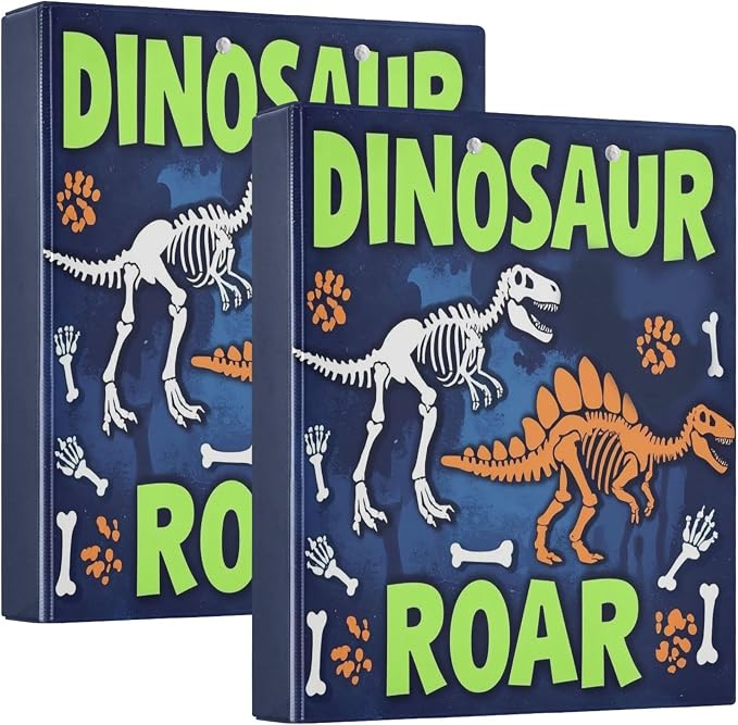 Dinosaur Roar Round Ring Binders 1.5 Inch Dragon Dino Skull 3 Ring Clipboard - Image 8