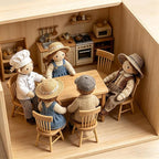 Z MAYABBO Wooden Dollhouse Furniture of Table & Chair, Miniature Dollhouse - Image 2