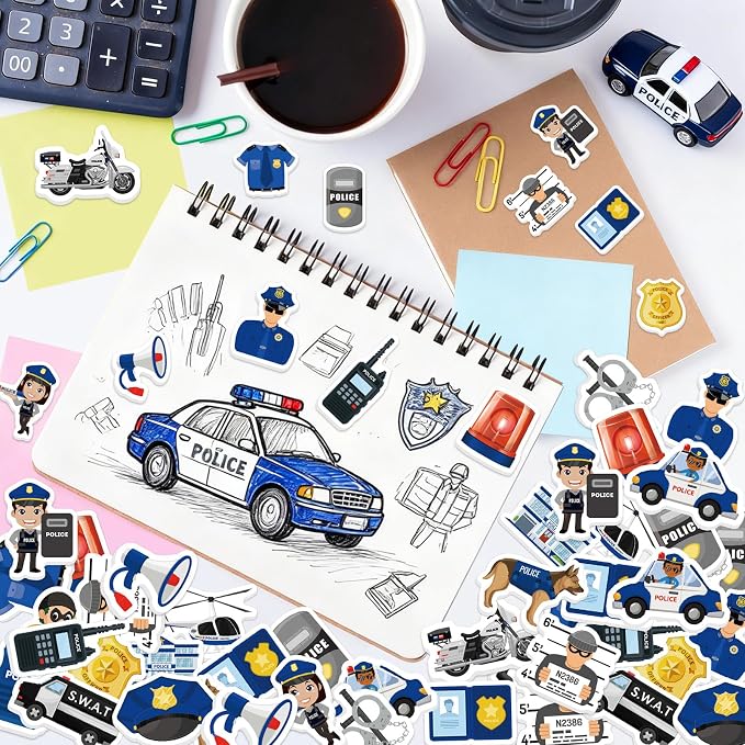 300Pcs Police Foam Stickers, Self-Adhesive Police Car Dog Stickers Cop Themed - Image 4