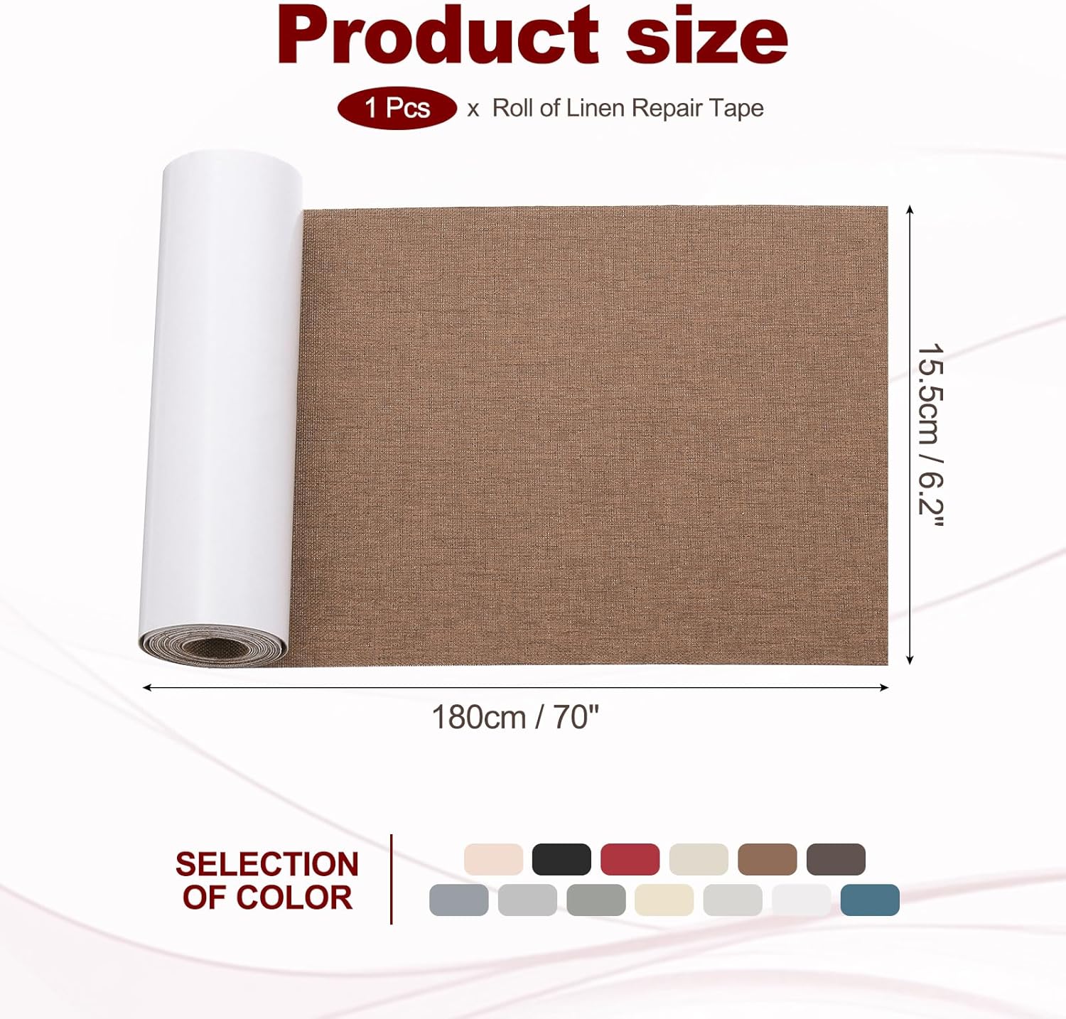 PATIKIL 70x6.2 Inch Linen Repair Tape, Repair Fabric Patch Self Adhesive Couch Patch Line Repair Patch for Furniture Sofa Car Seats Office Chairs, Yellow Brown