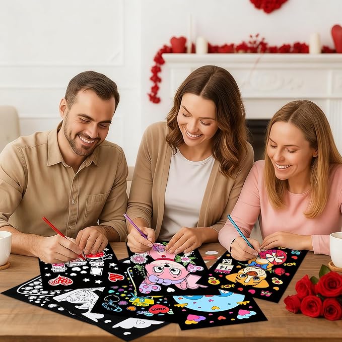 Zhanmai 48 Pcs Love Edition Velvet Coloring Posters Felt Pages to Color Fuzzy - Image 5