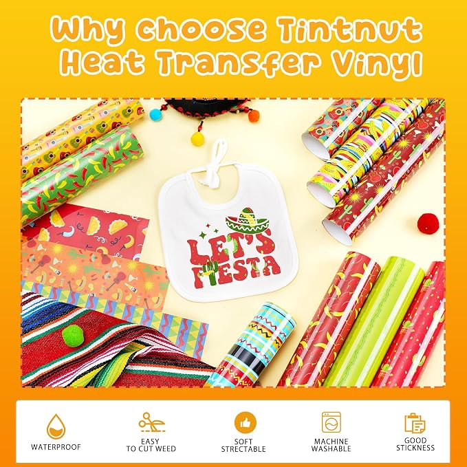 Tintnut Colorful Mexican Heat Transfer Vinyl, easy cut & weed, stretch washable - Image 3