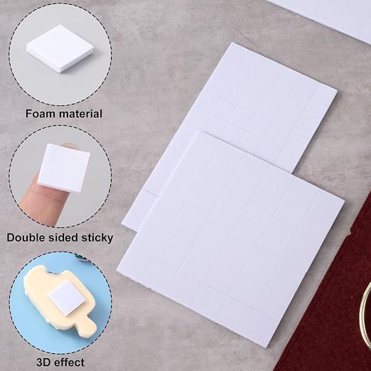Joez Wonderful 4 Sheets Foam Adhesive Squares, 2 Sizes Precut Squares Strips - Image 3