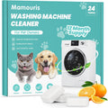 Washing Machine Cleaner Tablets: 24 Pack Deep Cleaning For HE, Front Loader & Top Load Washer, Removes Pet Hair, Odors, Designed for Pet Owners, Septic Safe, 12 Month Supply, Orange 11G
