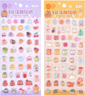 Girl's 3D Cute Japanese Puff Sticker, 100+ Kawaii Dessert and Animal Mini Puffy by Unknown