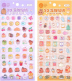 Girl's 3D Cute Japanese Puff Sticker, 100+ Kawaii Dessert and Animal Mini Puffy by Unknown