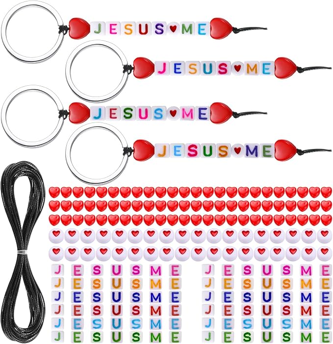 Ferreve 36 Sets Jesus Loves Me Beads Keychain Crafts by Ferreve