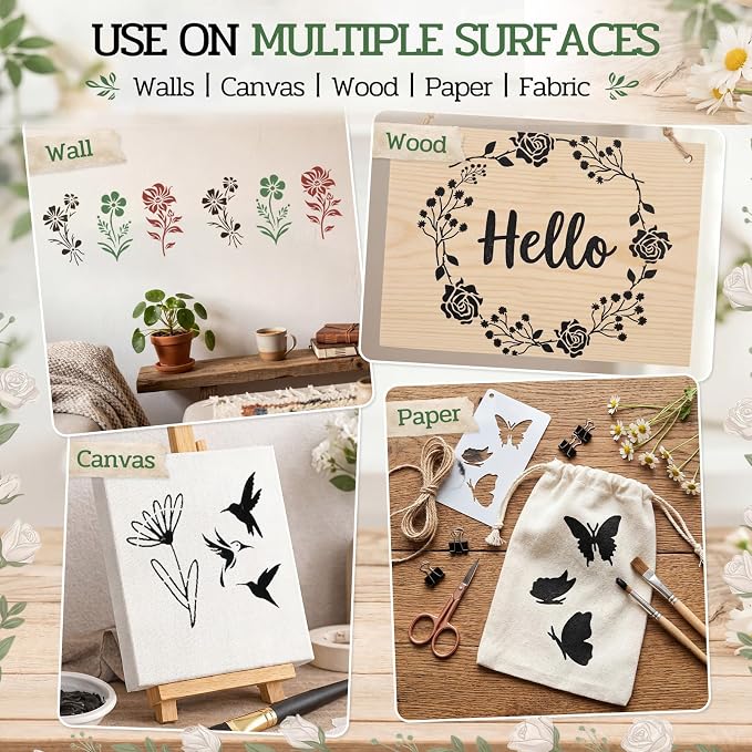 Marspark 66 Pcs Small Stencils for Crafts Reusable 3 Inch Stencils for Painting - Image 6