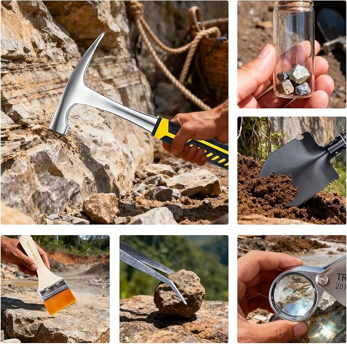 Geology Rock Pick Hammer Kit – 25PCS Rock Hammer Kit, Complete Geology Kit - Image 6