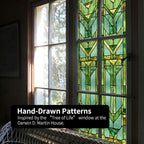 Original Hand Drawn Faux Stained Glass Window Film, Double-Sided Privacy Static - Image 5