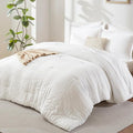 CozyLux King Size Comforter Set White Seersucker 7 Pieces Bed in a Bag King by CozyLux