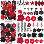 141PCS Black Red Dried Pressed Flowers - Image 4