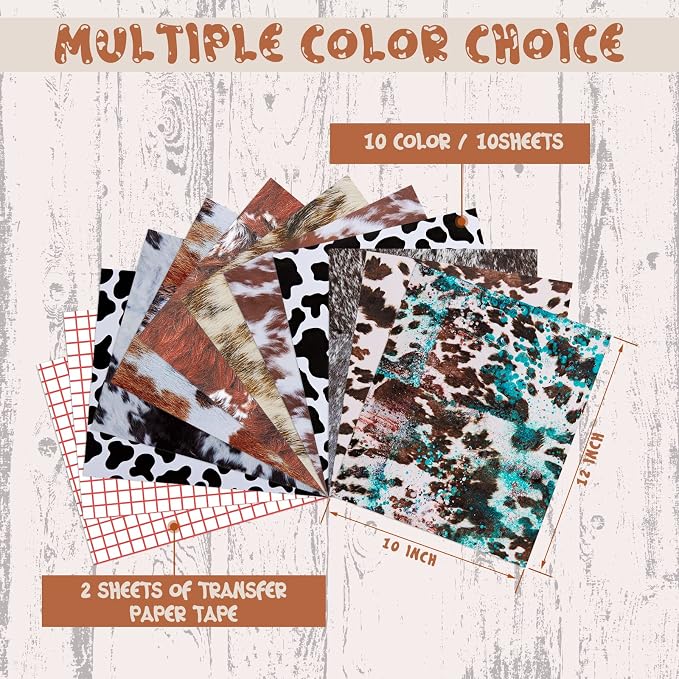 Tintnut Cowhide Permanent Vinyl 12x10in 10 Sheets Permanent Adhesive Vinyl | - Image 2