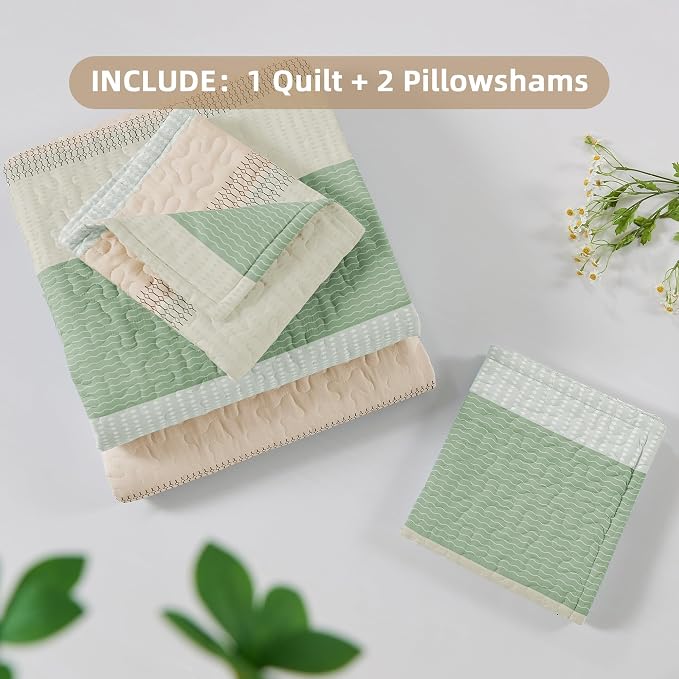 Andency California King Quilt Set Mint Pink, 3 Pieces Ultra Soft Lightweight - Image 6