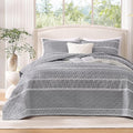 Andency Oversized Super King Quilt Set Grey, 3 Pieces Boho Lightweight Soft by Andency