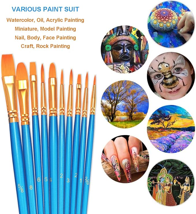BOSOBO Paint Brushes Set, for Acrylic Painting, Watercolor, Oil Painting - Image 3
