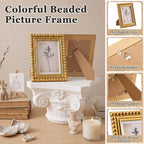 1 Pack 5 x 7 Picture Frame, Wood Beaded Boho Photo Frame, Vintage Photo Display - Image 4