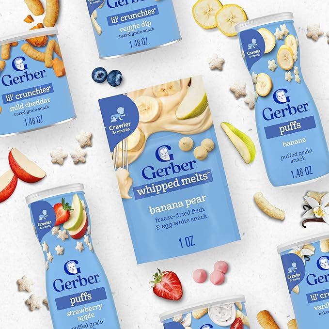 Gerber Stage 3 Baby Snacks, Truly Tropical Blend, Fruit & Veggie Melts, Baby Led Feeding, 7PK