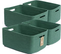 Large Storage Baskets for Organizing, Closet Shelf Baskets for Clothes Blanket Towels, Baby Nursery, Toy Bins Box, Woven Rope Baskets, 17 x 13 x 7.5”, 4 Packs Green