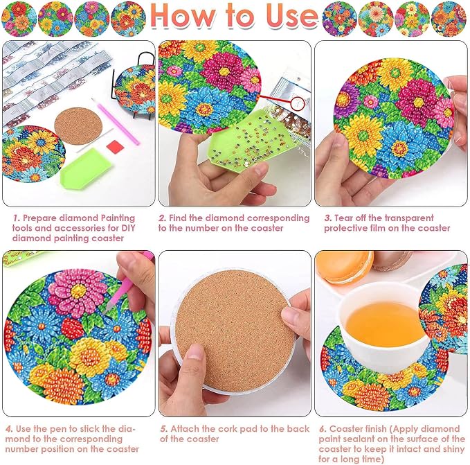 ijbnhd 8 Pcs Diamond Art Coasters - Image 6