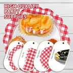 168 Pcs Red Gingham Checkered Party Supplies Scalloped Red and White Checkered - Image 3