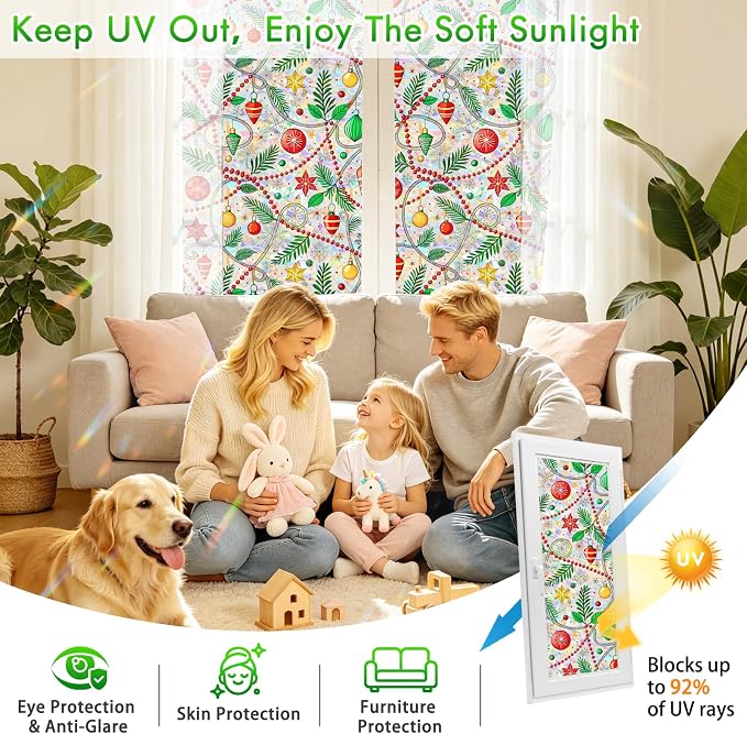 SOMWISE Rainbow Window Privacy Film, Heat Control, UV Blocking, Anti-Glare - Image 4