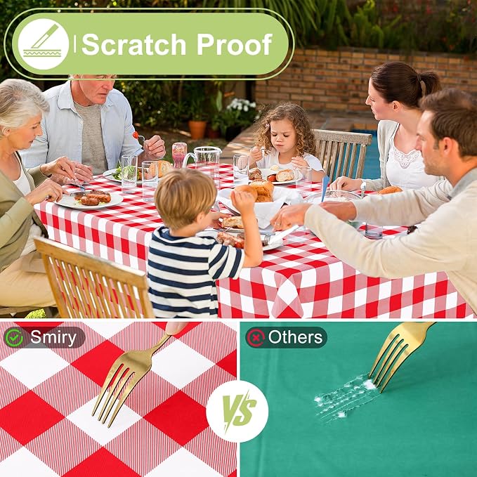 Smiry Square Table Cloth, Waterproof Vinyl Tablecloth - Image 5