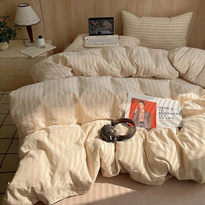 mixinni Retro Striped Duvet Cover Set Full Size - Image 4