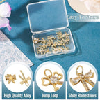 FASHEWELRY Alloy Bowknot Charms Links Golden Bow Tie Connector Charms Metal Bow - Image 6
