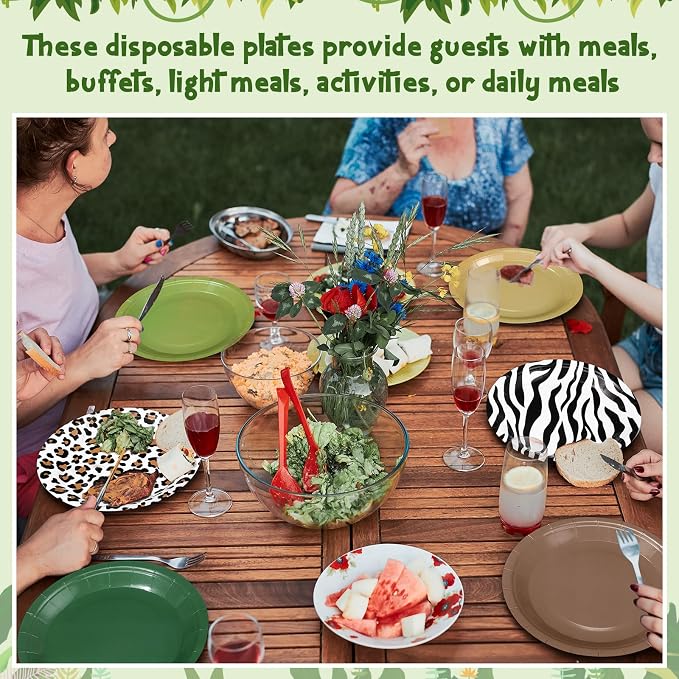 Funnymoom 60 Pcs 7 Inch Jungle Safari Paper Plates Forest Animal Plates - Image 4