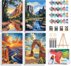 4 Pack Framed Paint by Numbers Kit by Yezavesu
