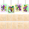 COCHIE 10 Pieces Large Mardi Gras Unfinished Wood Crafts to Paint by COCHIE