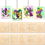 COCHIE 10 Pieces Large Mardi Gras Unfinished Wood Crafts to Paint by COCHIE