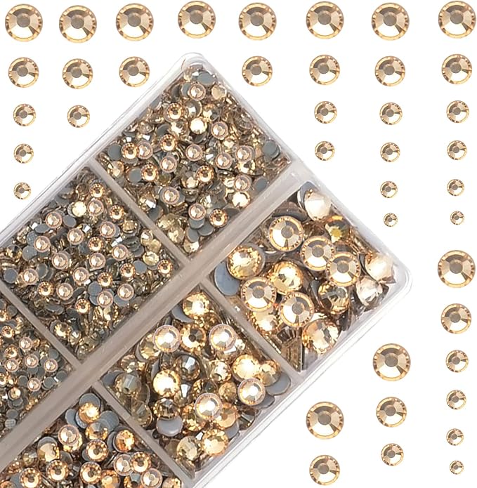 4000Pcs Mixed Size Hot Fix Round Crystals Gems Glass Stones Hotfix Flat Back by MASSIVE+BEADS