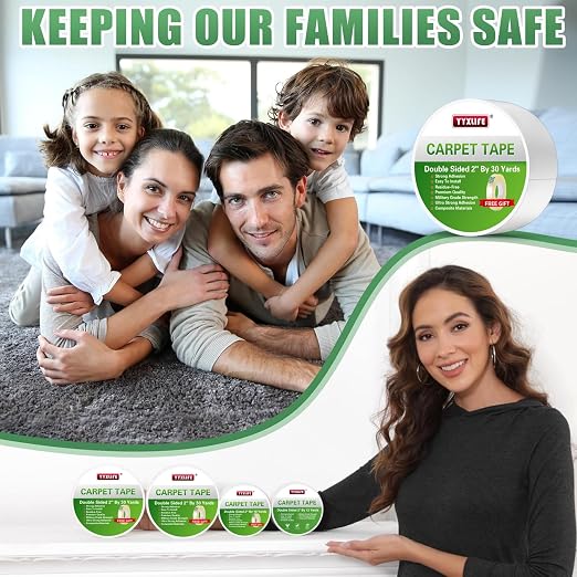 YYXLIFE Rug Tape Double Sided Carpet Tape Heavy Duty, 2 Inch x 30 Yards - Image 5