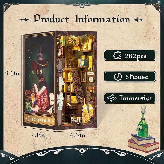FsolisBook Nook Kit, 3D Wooden Puzzle - Image 3